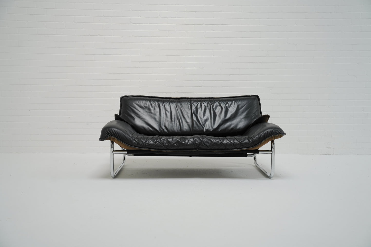 Johan Bertil for IKEA Tubular Frame 1970s Leather Sofa